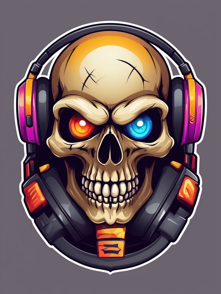 Skull Gamers mascot logo, e-gaming, bright colors, Gaming Logo, vector image