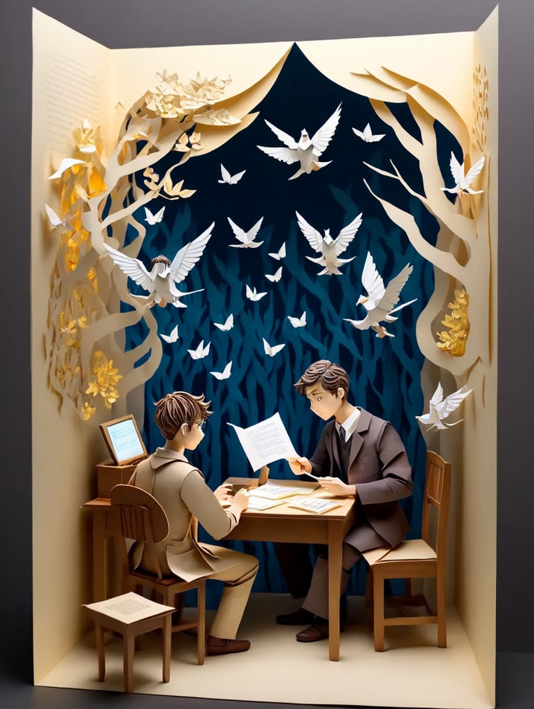 image of a student taking an exam online, with another person on video chat that is monitoring them to make sure they don't cheat