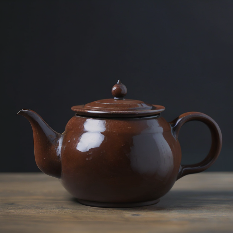 ancient small clay and glazed Chinese teapot, deep atmosphere, realistic photo