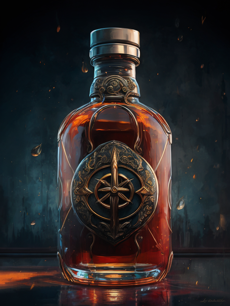 vintage elexir bottle, Magic elixir of health, carved glass, sharp on details, magic