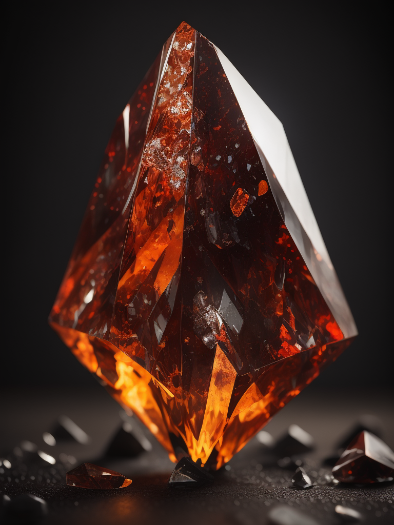 red Rock crystal on a dark background, macro photography shot on Hasselblad H6D at 135mm, beautiful colors