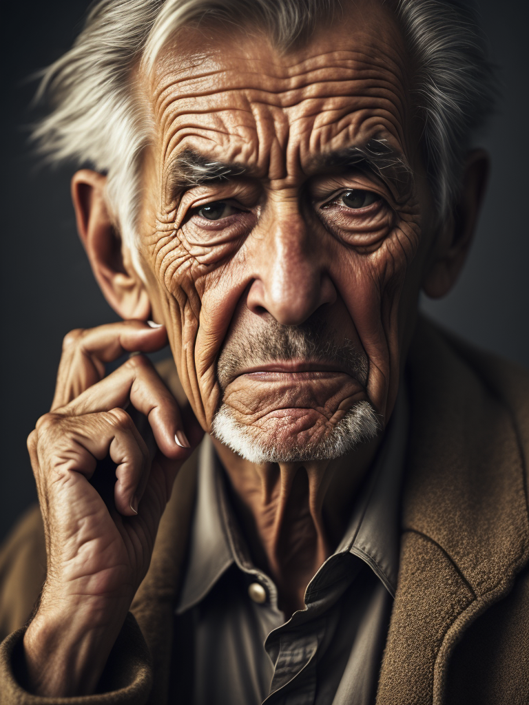 Portrait of an elderly crying man, high definition, photography, cinematic, detailed character portrait, detailed and intricate environment