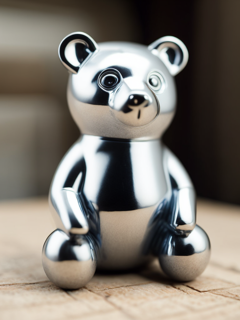 small chrome figure of a bear toy