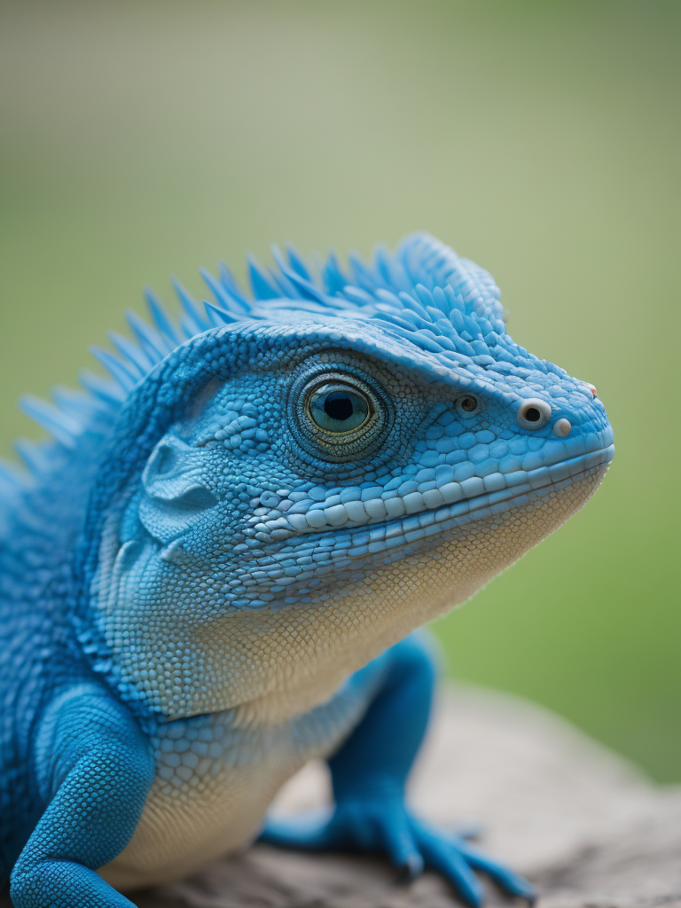 Blue feathered lizard, Vibrant colors, Depth of field, Incredibly high detail, Blurred background