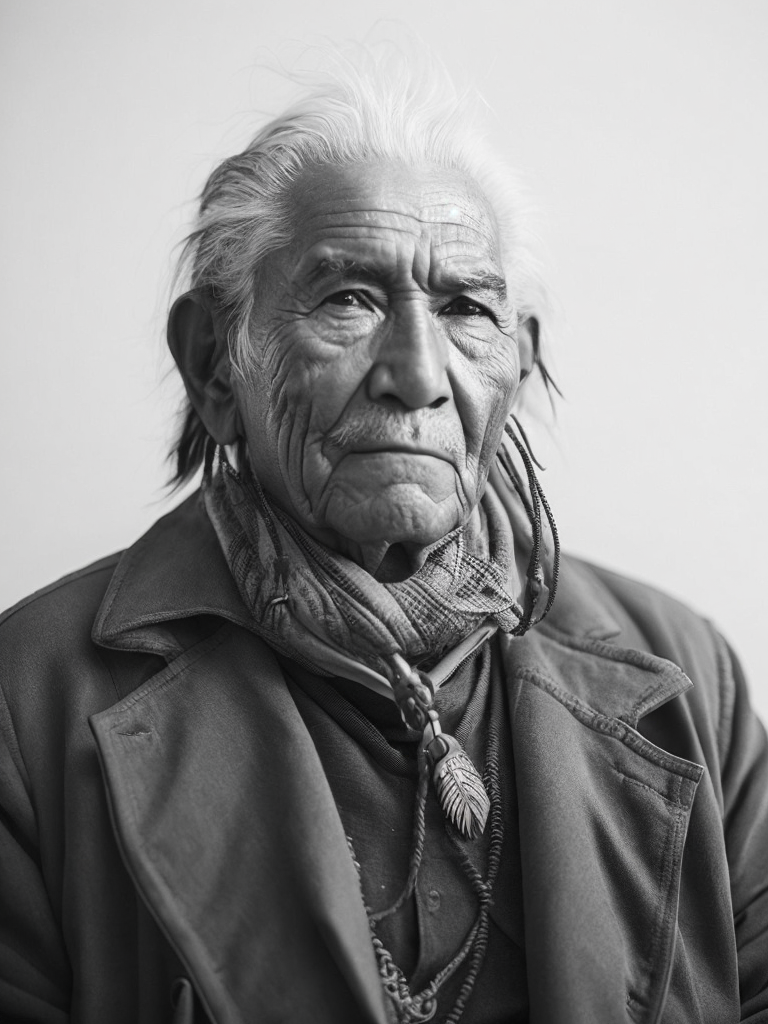 Canada's First Nations people, rare historical photo, black and white photography, a old man, redskin, native Americans