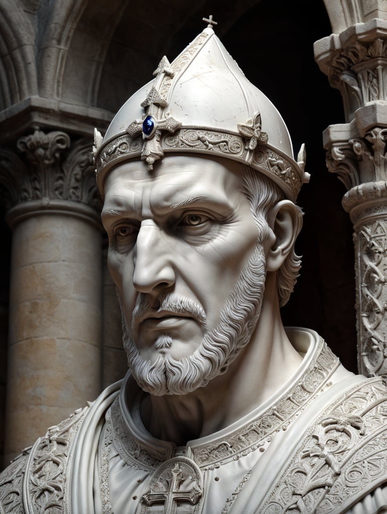 decapitated head of a bishop from the 3rd century church statue notre dame cathedral white image white stone high resolution white colors