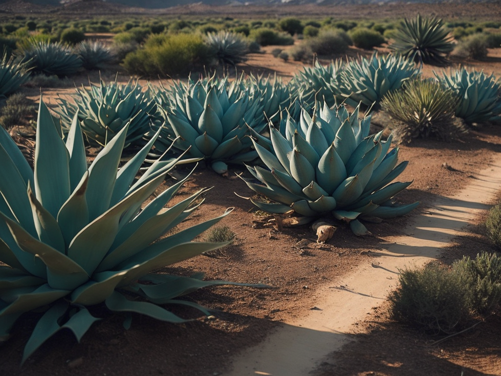 paisaje zona desértica con cactus y agavesestilo Gabriel Figueroa