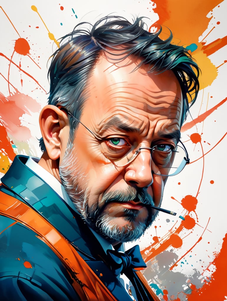 Half-body cartoon Portrait of Louis Pasteur, bright and saturated colors, highly detailed, sharp focus, Bright expressive, Dramatic Lighting, Depth of field, Incredibly high detailed, on a white background