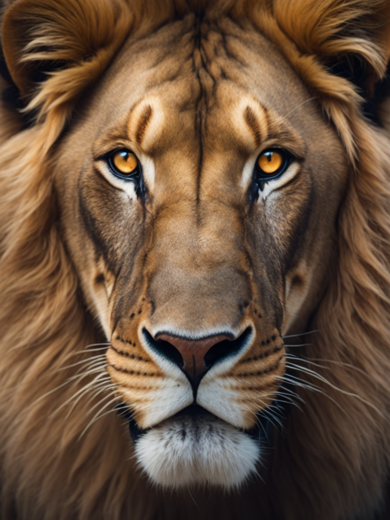 Type of Image: Photography (((Subject Description: realistic wall head))) An realistic digital illustration of an African Lion portrayed in a stylized, tribal art-inspired manner to represent the Lion and its significance in Africa.