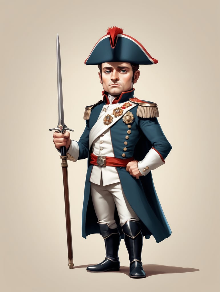 Cartoon hero version of tiny napoleon