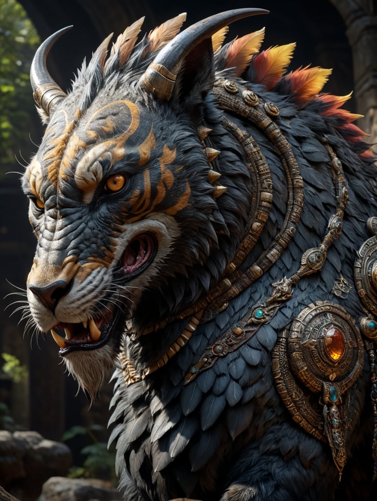 hybrid characters consist of 4 animal's features full body