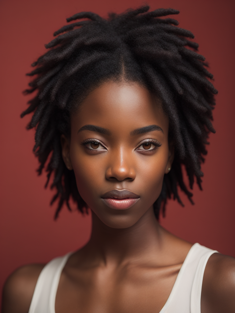 black girl on a red background