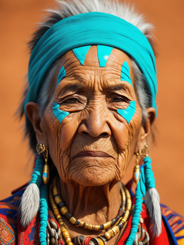 native american old woman 100 years old in national dress