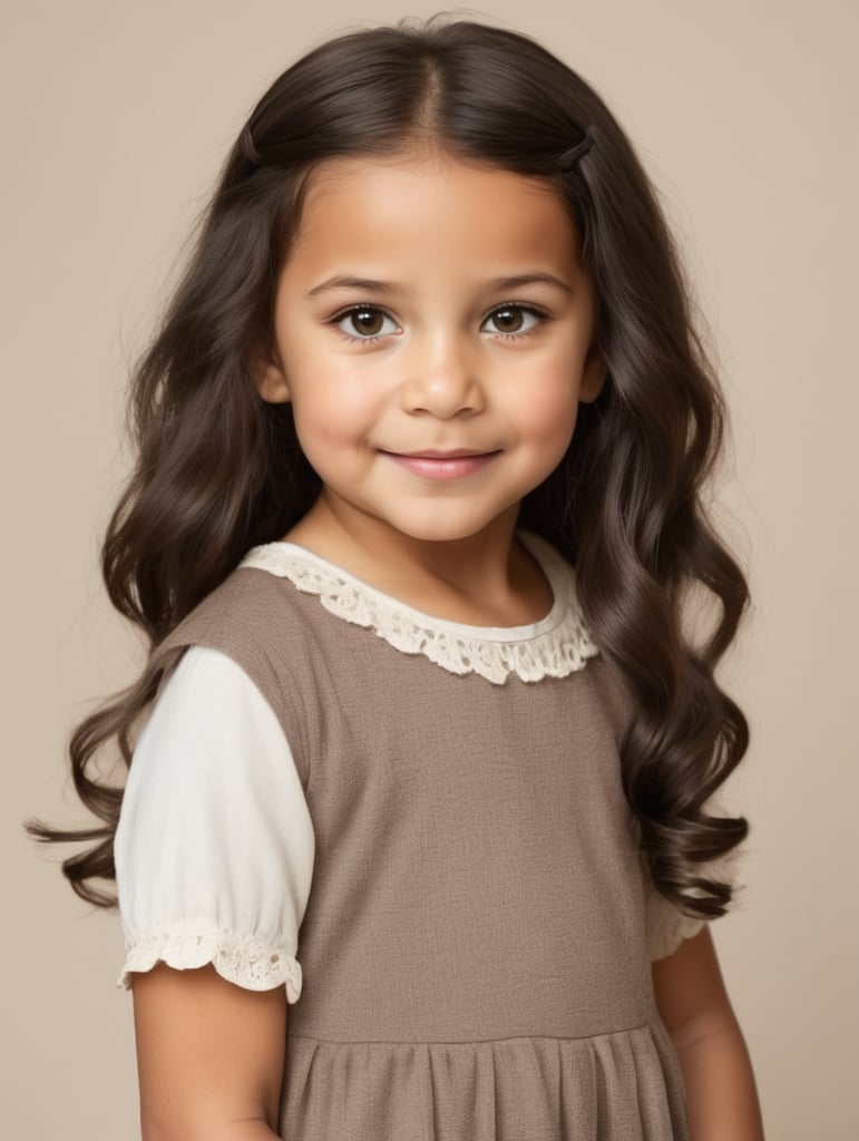 50 Norwegian and 50 Egyptian little girl living in America with dark brown hair