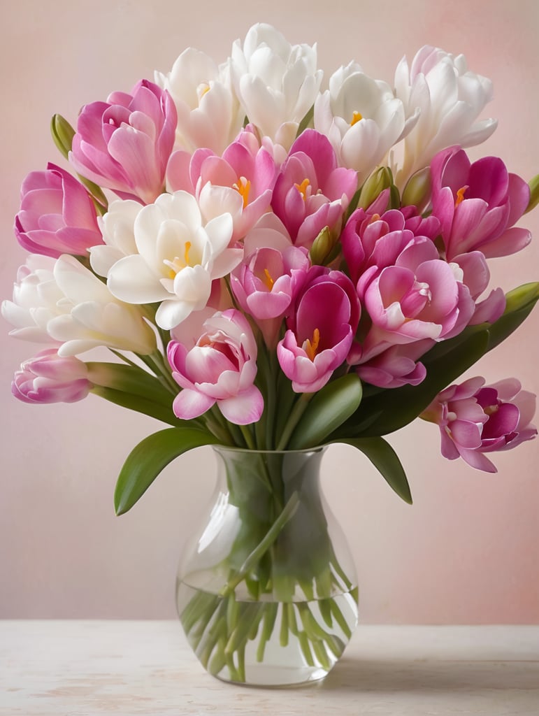 Fresh Freesia Flower Bouquet Poster. Size 16 inch width and 12 inch high