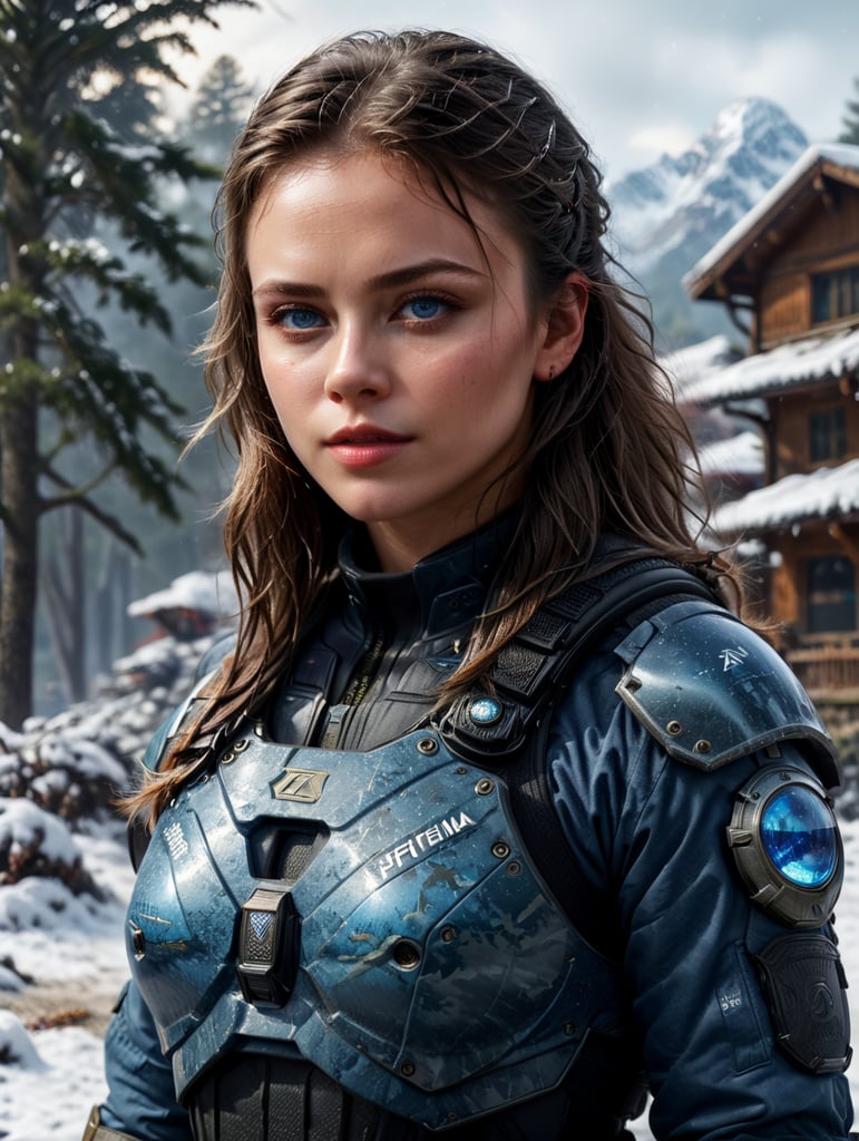 (photorealistic), beautiful lighting, best quality, realistic, full body portrait, real picture, intricate details, depth of field, 1girl, in a cold snowstorm, A very muscular solider girl with haircut, wearing winter camo military fatigues, camo plate carrier rig, combat gloves, (magazin pouches), (kneepads), highly-detailed, perfect face, blue eyes, lips, wide hips, small waist, tall, make up, tacticool, Fujifilm XT3, outdoors, bright day, Beautiful lighting, RAW photo, 8k uhd, film grain, ((bokeh))