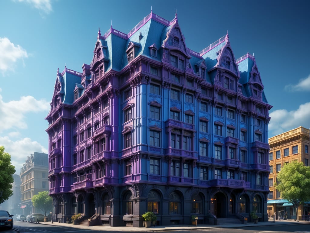 Premium Free ai Images | make realistic building with the letter color ...