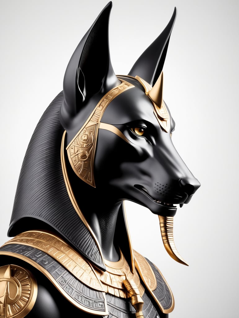 Egyptian god Anubis, dark style, sharp on details, black background