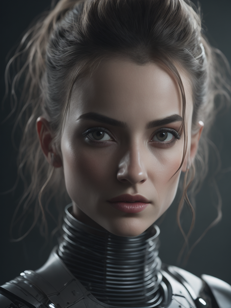 Portrait of a robot girl, enormous lips, transparent neck, porcelain face and head, robotic parts, cyberpunk, cable electric wires, hyperrealistic, fantasy, octane render, intricate, concept art, professional studio lighting