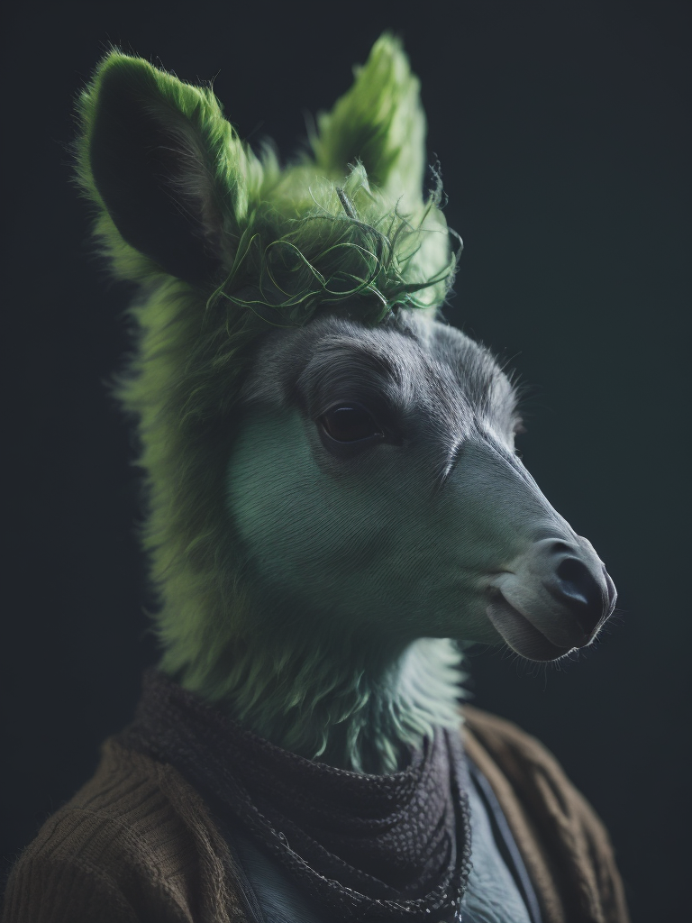 Knitted green lama