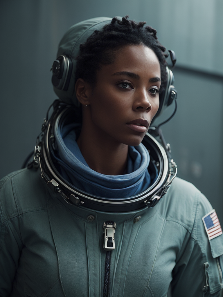 a black chubby women an astronaut