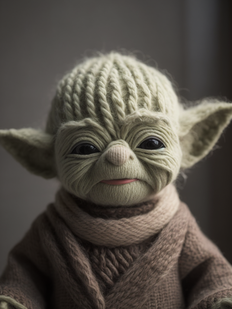 Master Yoda as a knitted toy