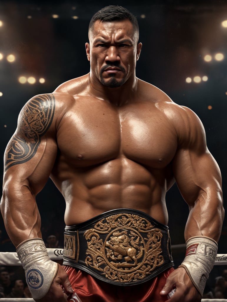 Muscle man, boxing logo, samoan, pacific islander