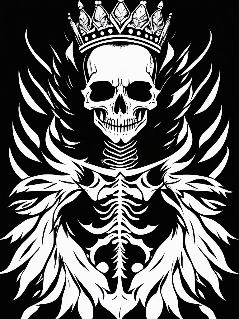 A vector art of a queen skeleton tattoo, black and white