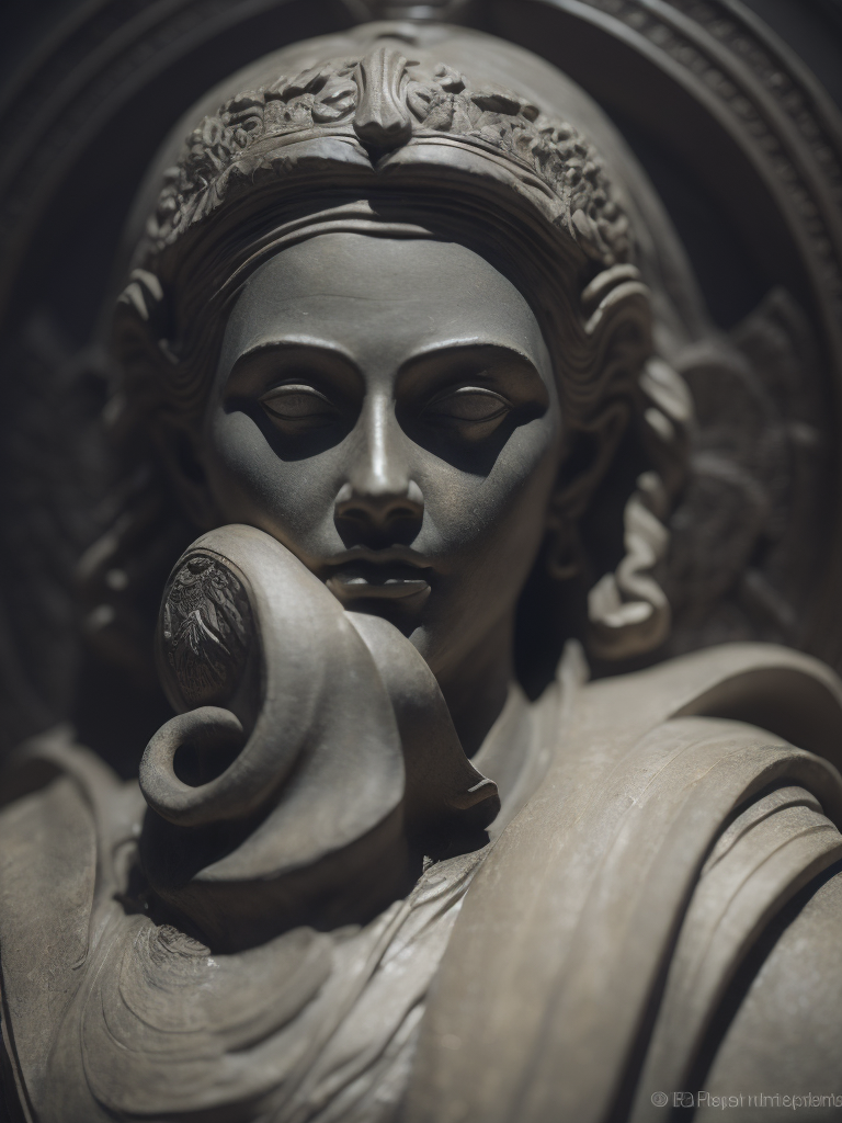 dark egiptian statue of isis, dark atmosphere, sharp on details