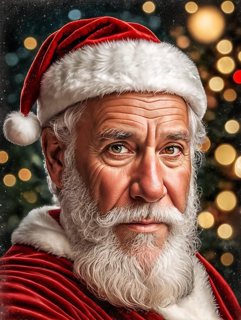 This artwork of the Santa Clause by George Wilson is an eye-catching poster-style drawing and illustration representing the iconic pulp style.