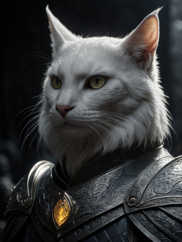 A ưhite cat dragon, lord of the rings style