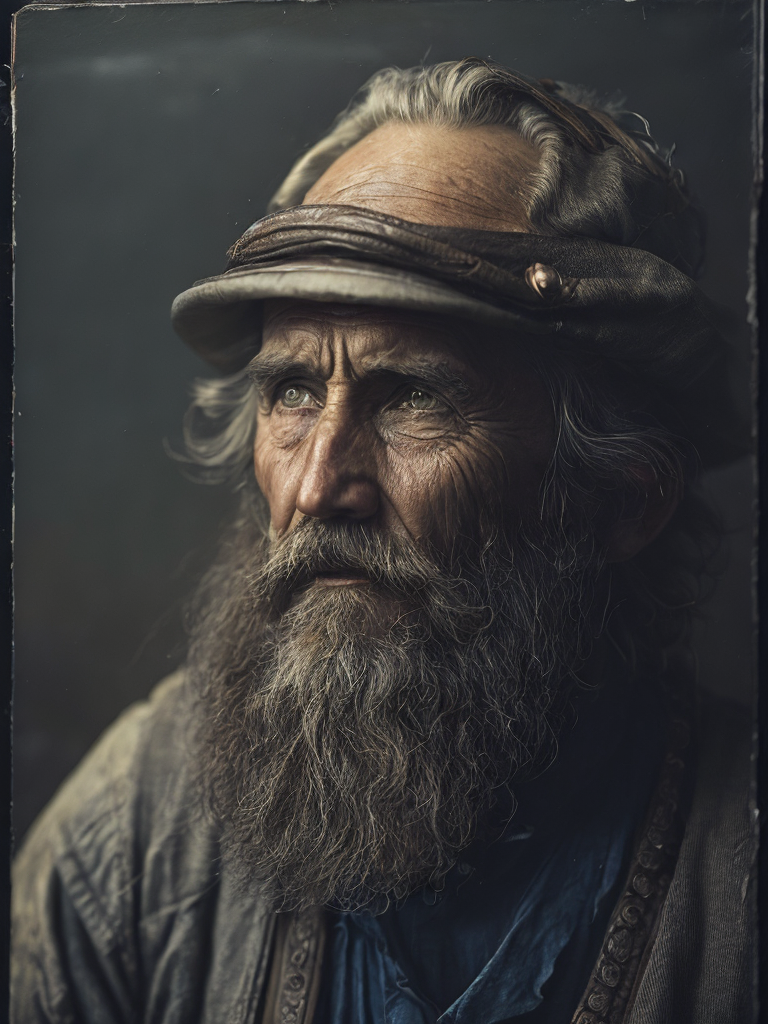 a wet plate photograph of a grizzled old sea captain