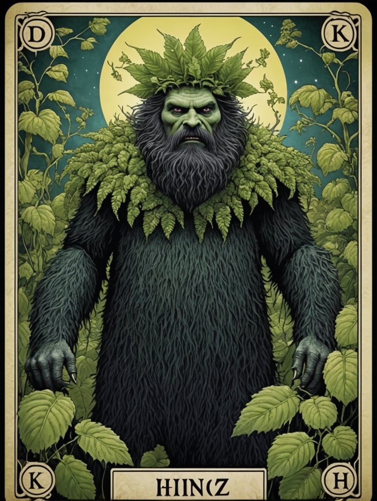 folk horror king monster hirsute kudzu tarot card