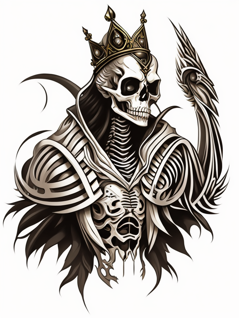 A vector art of a queen skeleton tattoo