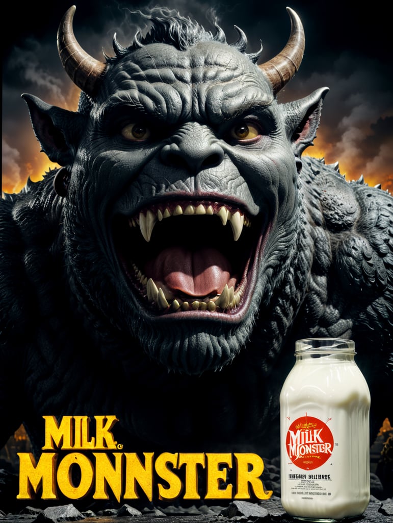 A vintage 1960s movie poster of a milk monster