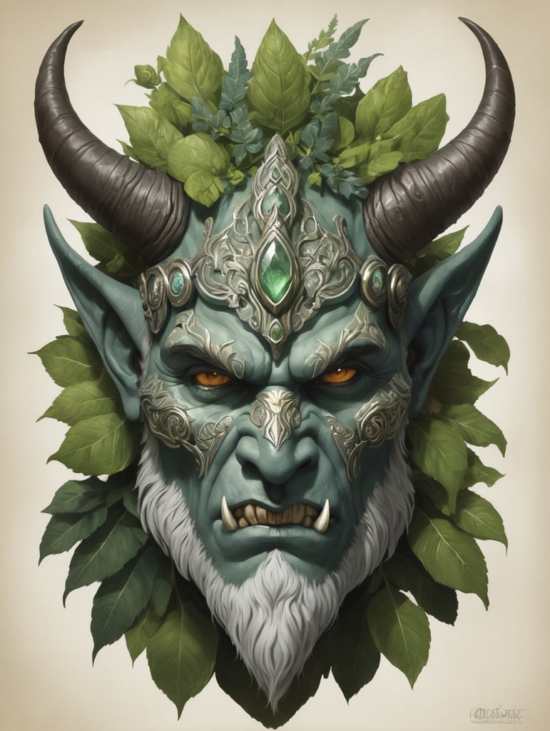 half orc druid with mask