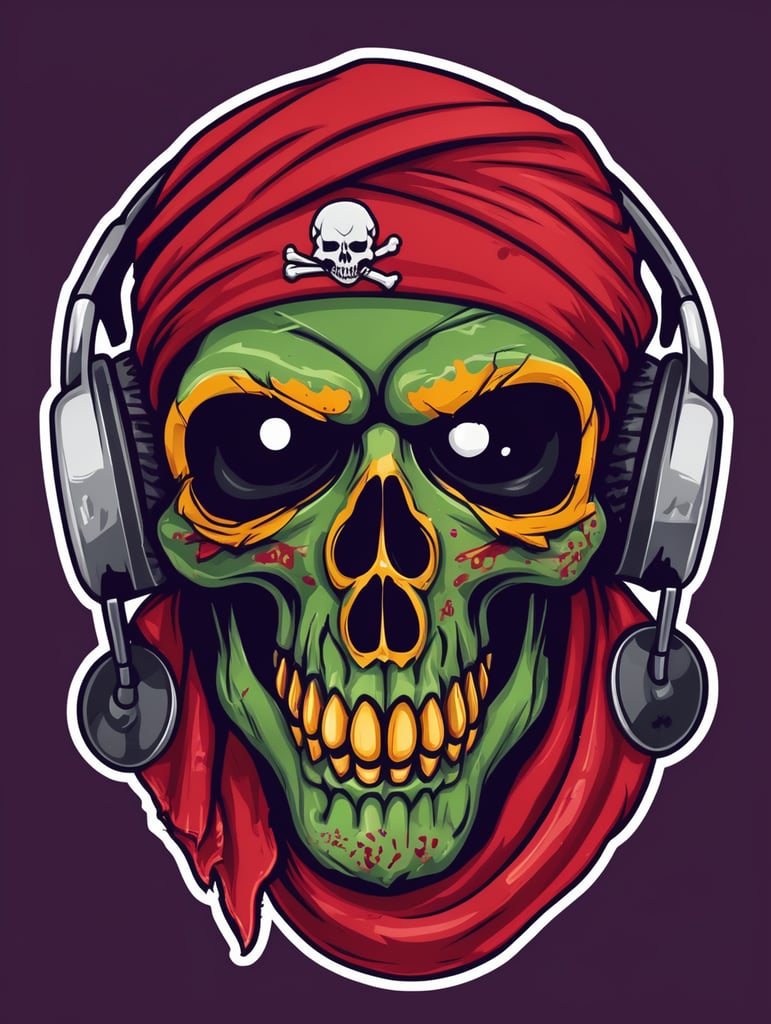 Zombie bandit skull with bandana on face mascot logo, e-gaming, bright colors, Gaming Logo, vector image
