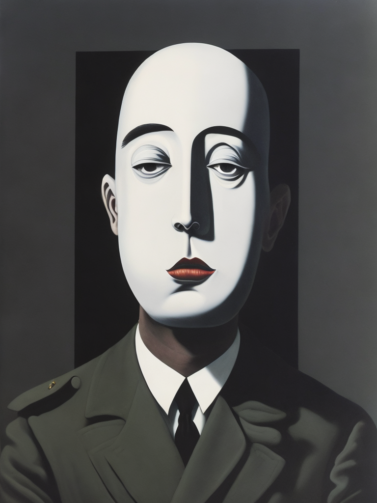 Creepy white face by rene magritte