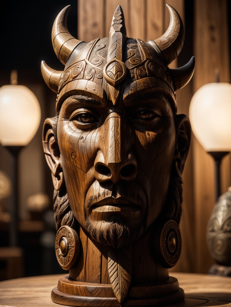 A totem crafted from Viking wood, representing a spirit entity, sacred item, or symbolic emblem, functions as a representation of a collective, be it a family, clan, lineage, or tribe, akin to the spirit emblem within the Viking clan.