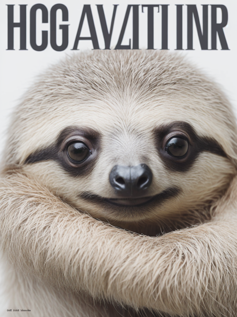 A sloth on the cover of a fashion magazine