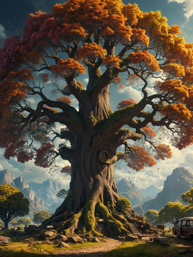 Retro images of the 1960s, 1970s, 1980s and 1990s appear in the Tree of Life infused in a burst of energy and nostalgia.