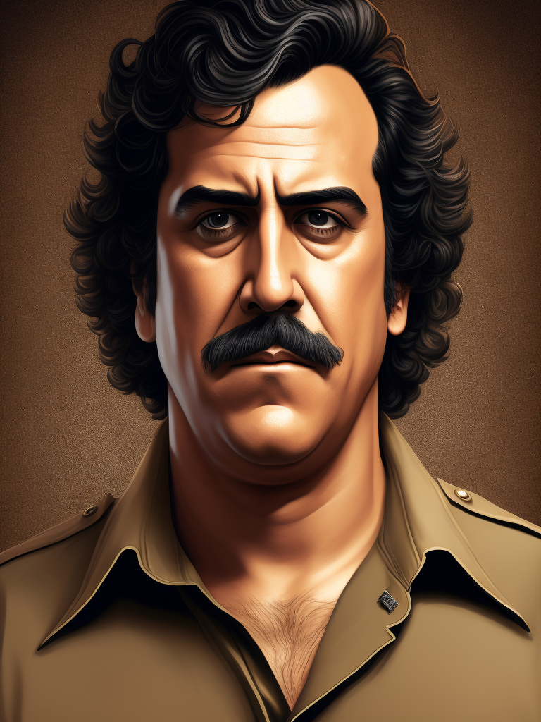 Pablo Escobar, Portrait, Comic, Mad Magazine, USA, style of Jack Davis