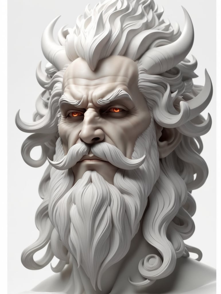 I want a portrait of hades to look like 3D zbrush and be done in a single color. he is in the dark