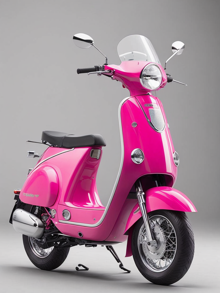 A bright pink electric moped designed by dieter rams, modern, sleek design