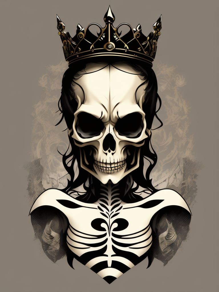 A vector art of a queen skeleton tattoo