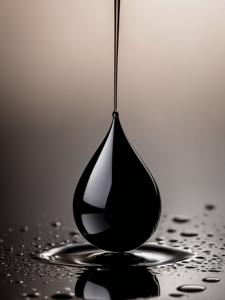 Minimalism, black oil drop on a black background