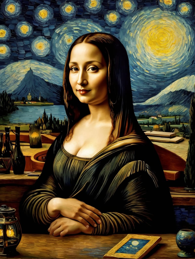 monalisa in van goghs starry nights