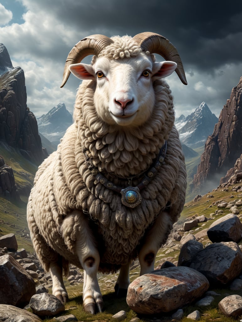 MASCOT SHEEP WITH ROCK MUSIC IMAGE