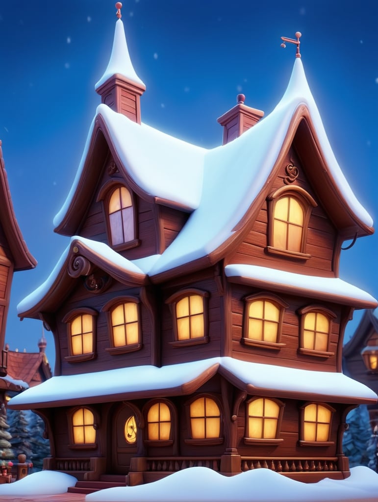 Beautiful brown big shiny funny santa clause house