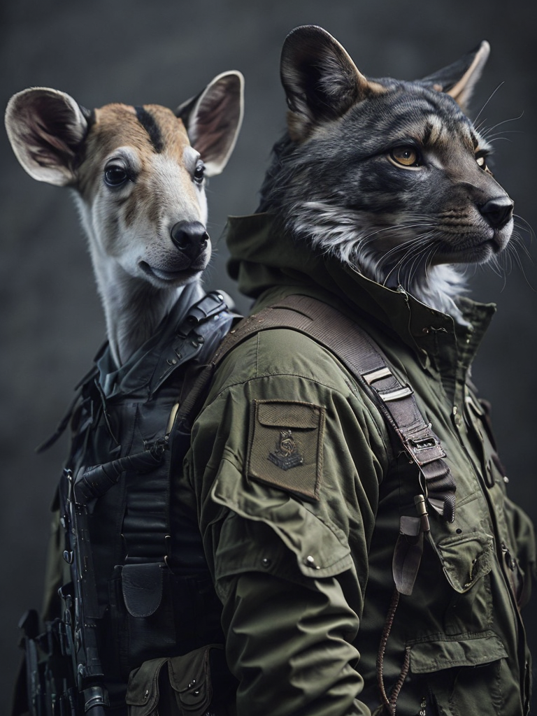 Wild animals in military cloths, wild animals in military, animals in military cloths